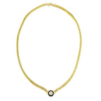 Gold Black Enamel Necklace