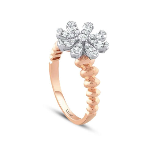 0,31 Carat Diamond Flower Baguette Ring