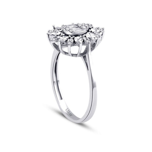 0,20 Carat Diamond Pear Baguette Ring