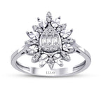 0,20 Carat Diamond Pear Baguette Ring