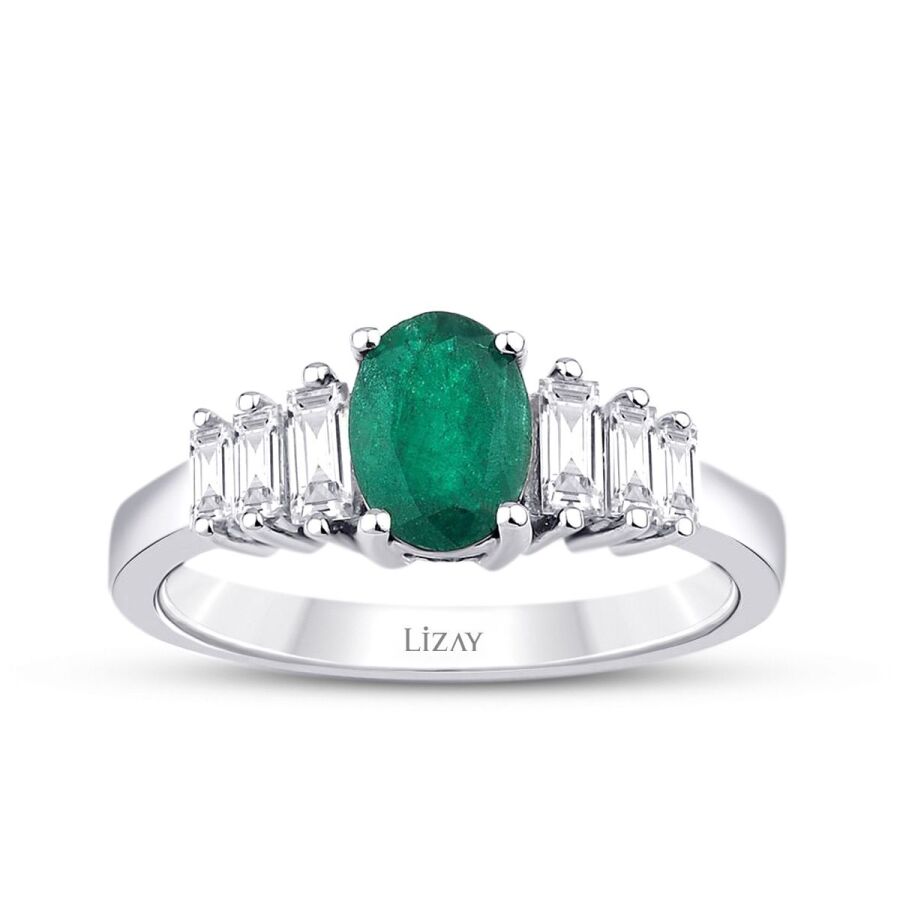 1,16 Carat Diamond Baguette Emerald Ring