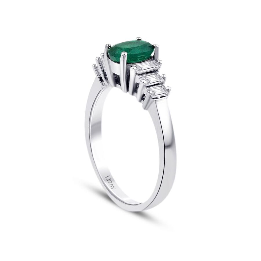 1,16 Carat Diamond Baguette Emerald Ring