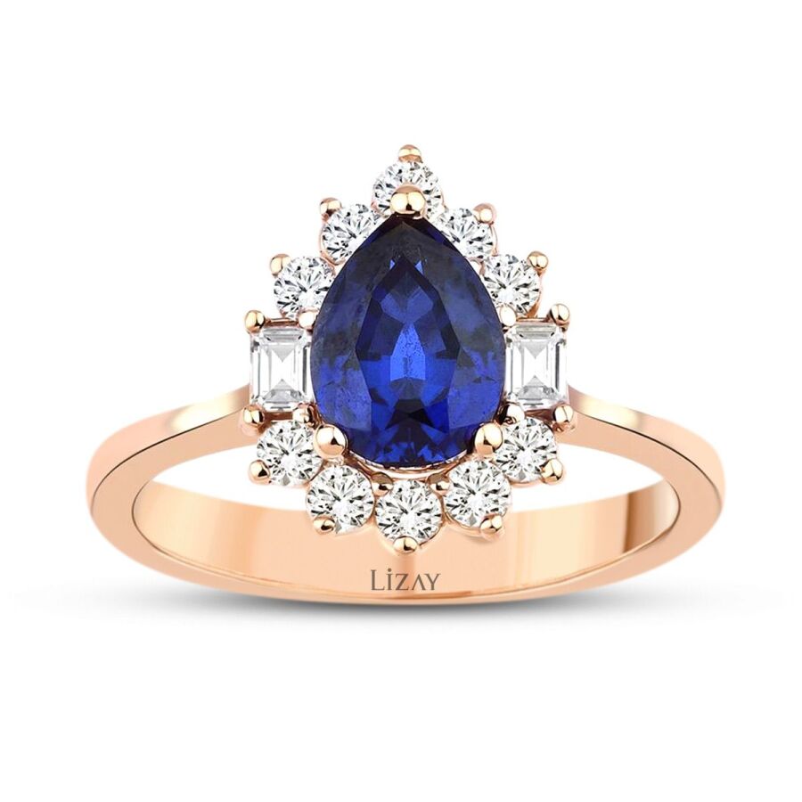 2,02 Carat Diamond Baguette Sapphire Ring