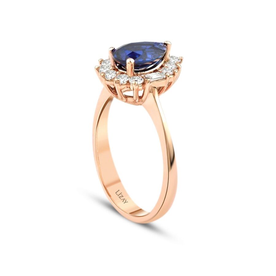 2,02 Carat Diamond Baguette Sapphire Ring