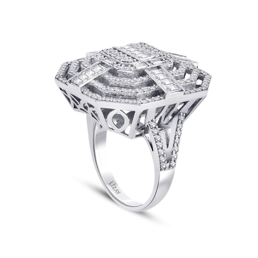 1,98 Carat Diamond Baguette Ring