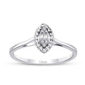 0,06 Carat Diamond Pear Baguette Ring