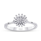 0,12 Carat Diamond Flower Baguette Ring