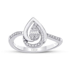 0,19 Carat Diamond Pear Baguette Ring