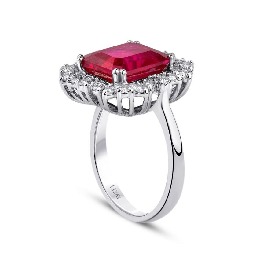 6,62 Carat Diamond Ruby Ring
