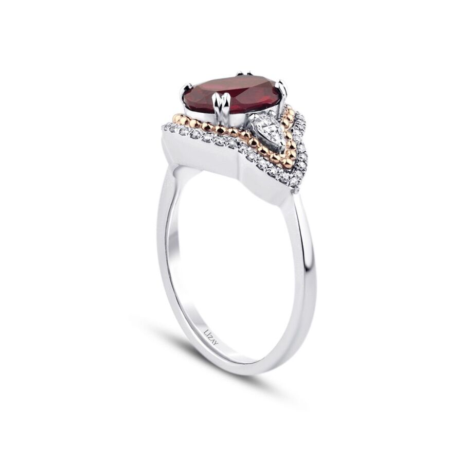 2,46 Carat Diamond Oval Ruby Ring