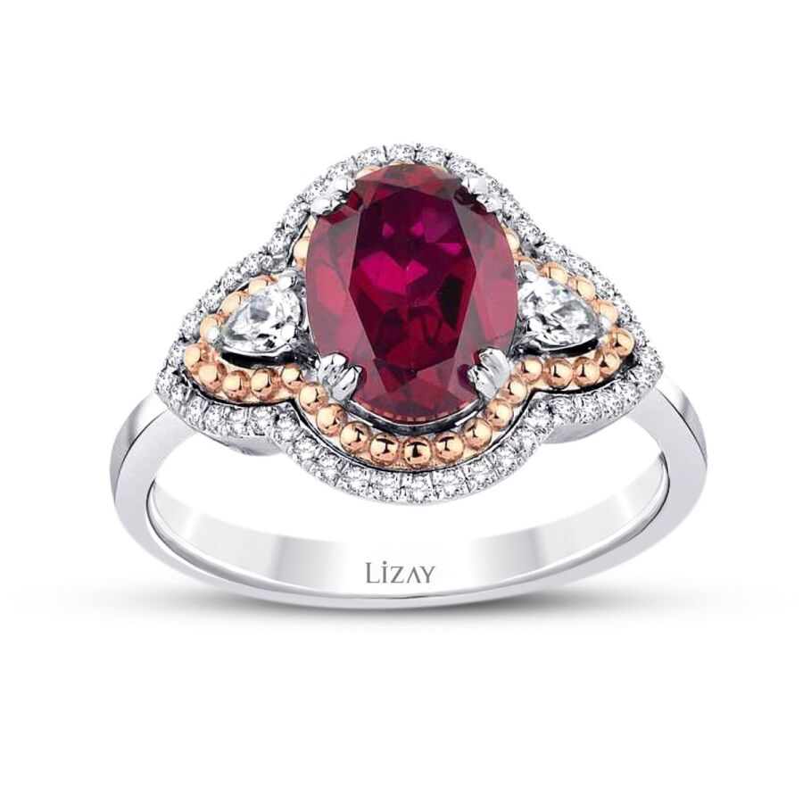 2,46 Carat Diamond Oval Ruby Ring