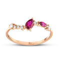0,46 Carat Diamond Pear Ruby Ring
