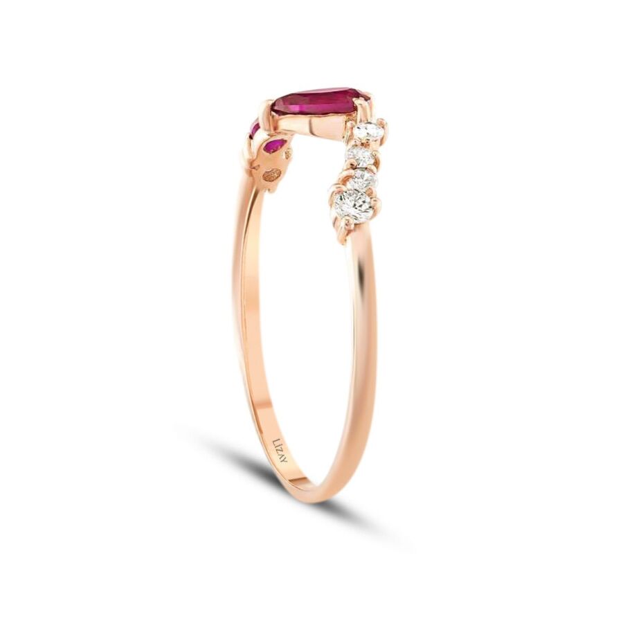 0,46 Carat Diamond Pear Ruby Ring