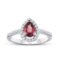 0,83 Carat Diamond Pear Ruby Ring