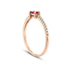 0,30 Carat Diamond Ruby Emerald Cut Ring
