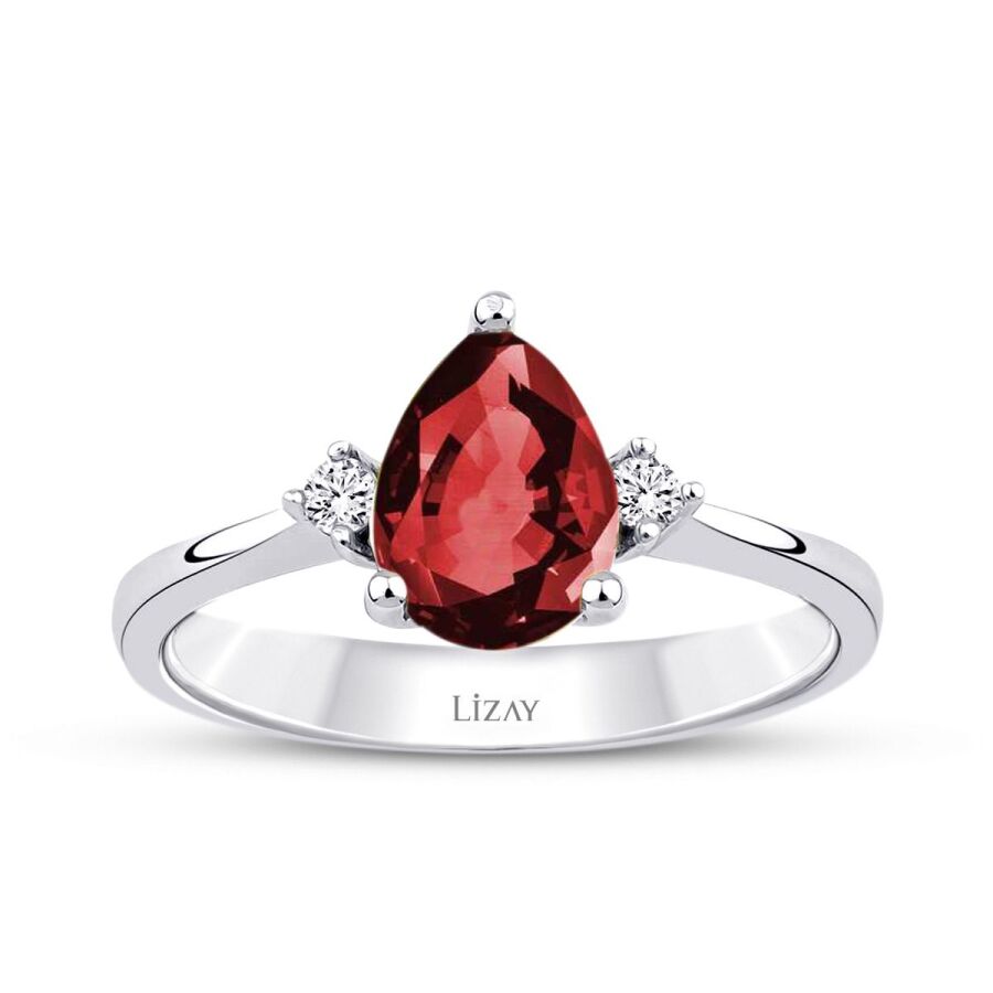1,40 Carat Diamond Pear Ruby Ring