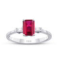 1,20 Carat Diamond Baguette Ruby Ring