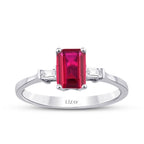 1,20 Carat Diamond Baguette Ruby Ring