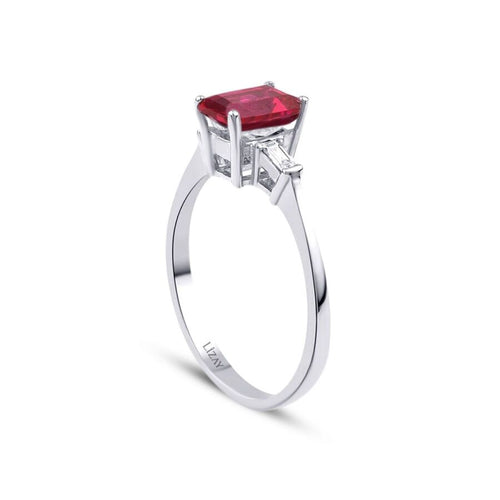 1,20 Carat Diamond Baguette Ruby Ring