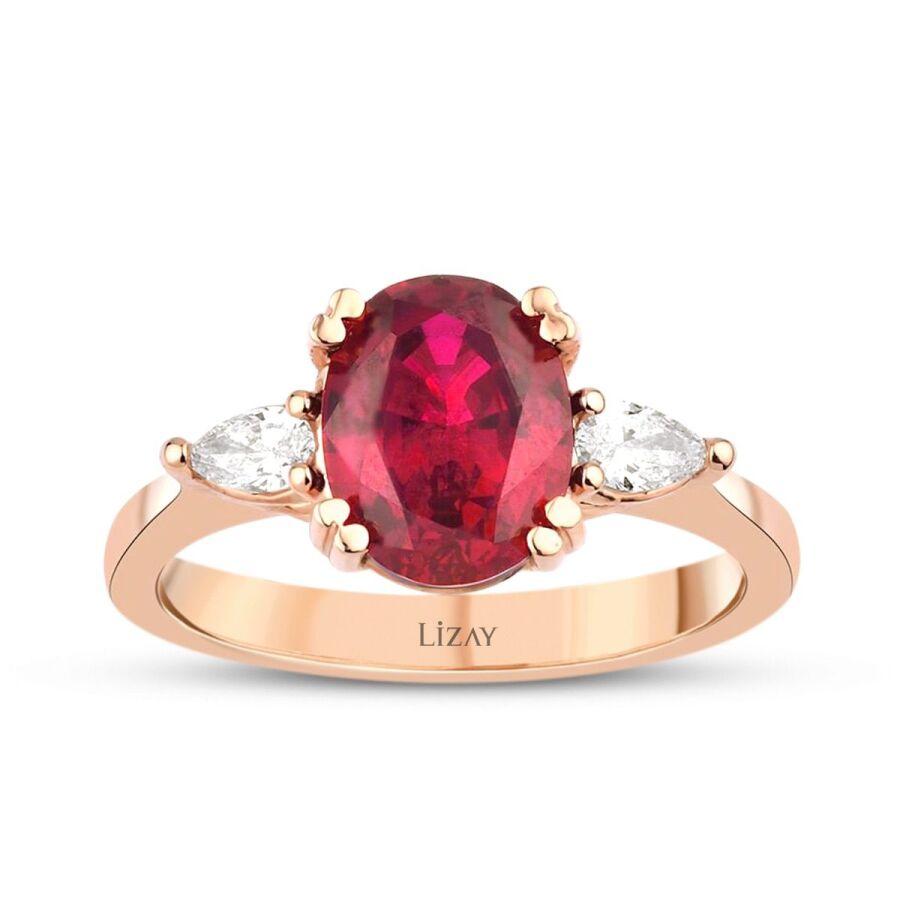 2,78 Carat Diamond Oval Ruby Ring