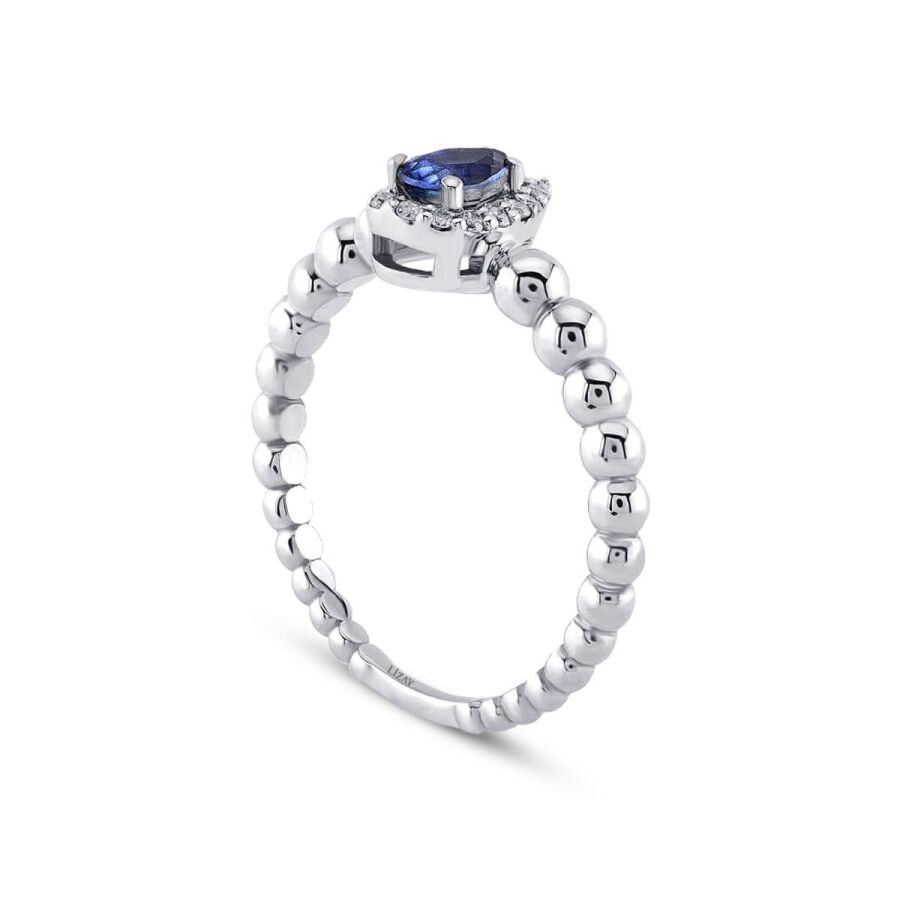 0,43 Carat Diamond Pear Sapphire Ring