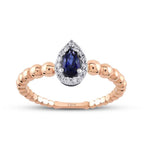 0,34 Carat Diamond Pear Sapphire Ring