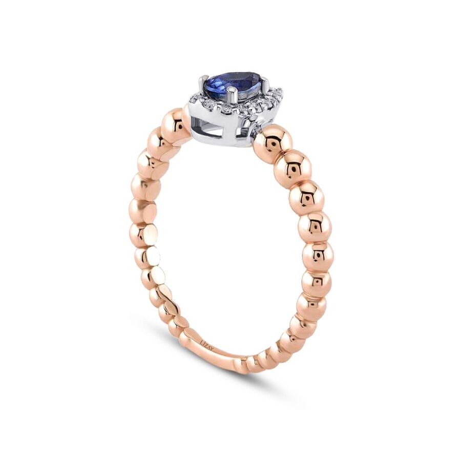 0,34 Carat Diamond Pear Sapphire Ring