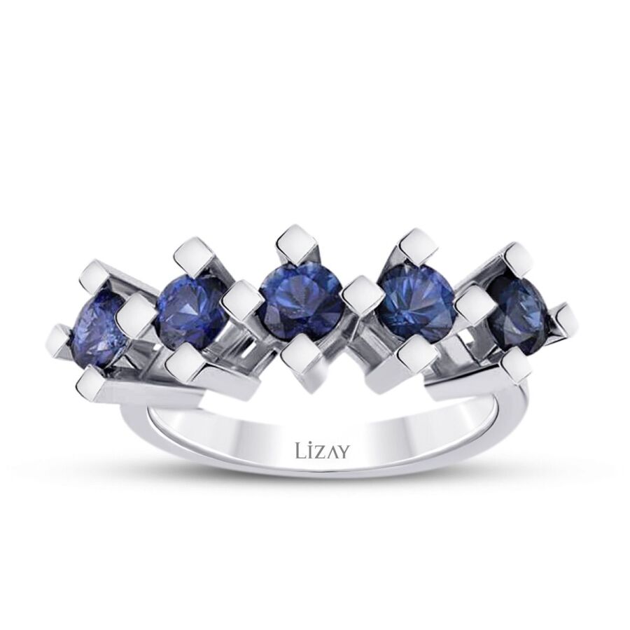 2,71 Carat Five-Stone Sapphire Ring
