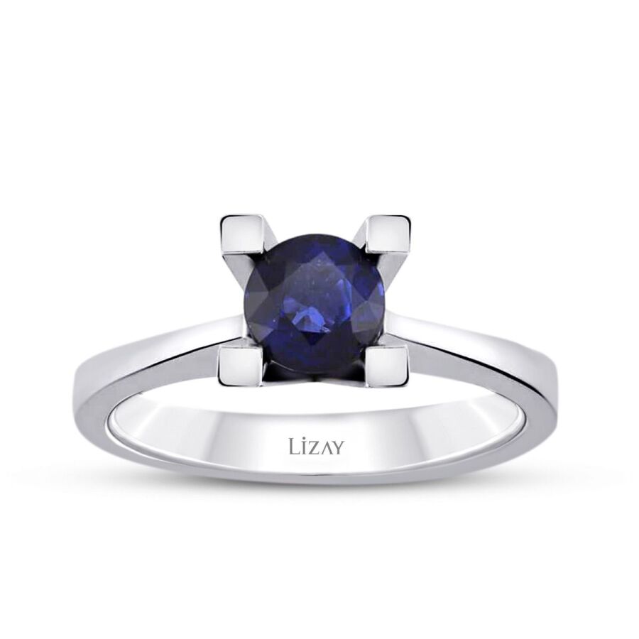 0,58 Carat Round Solitaire Sapphire Engagement Ring