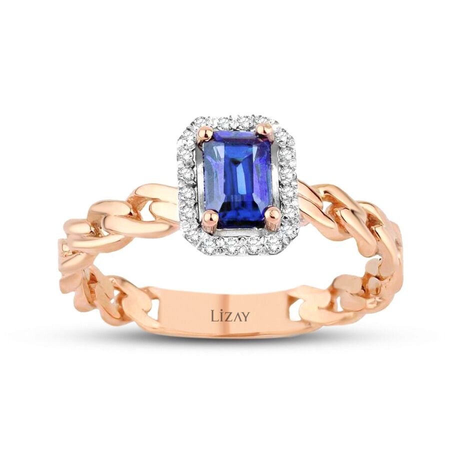 0,92 Carat Diamond Sapphire Ring