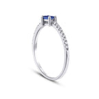 0,22 Carat Diamond Sapphire Emerald Cut Ring
