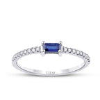 0,22 Carat Diamond Sapphire Emerald Cut Ring