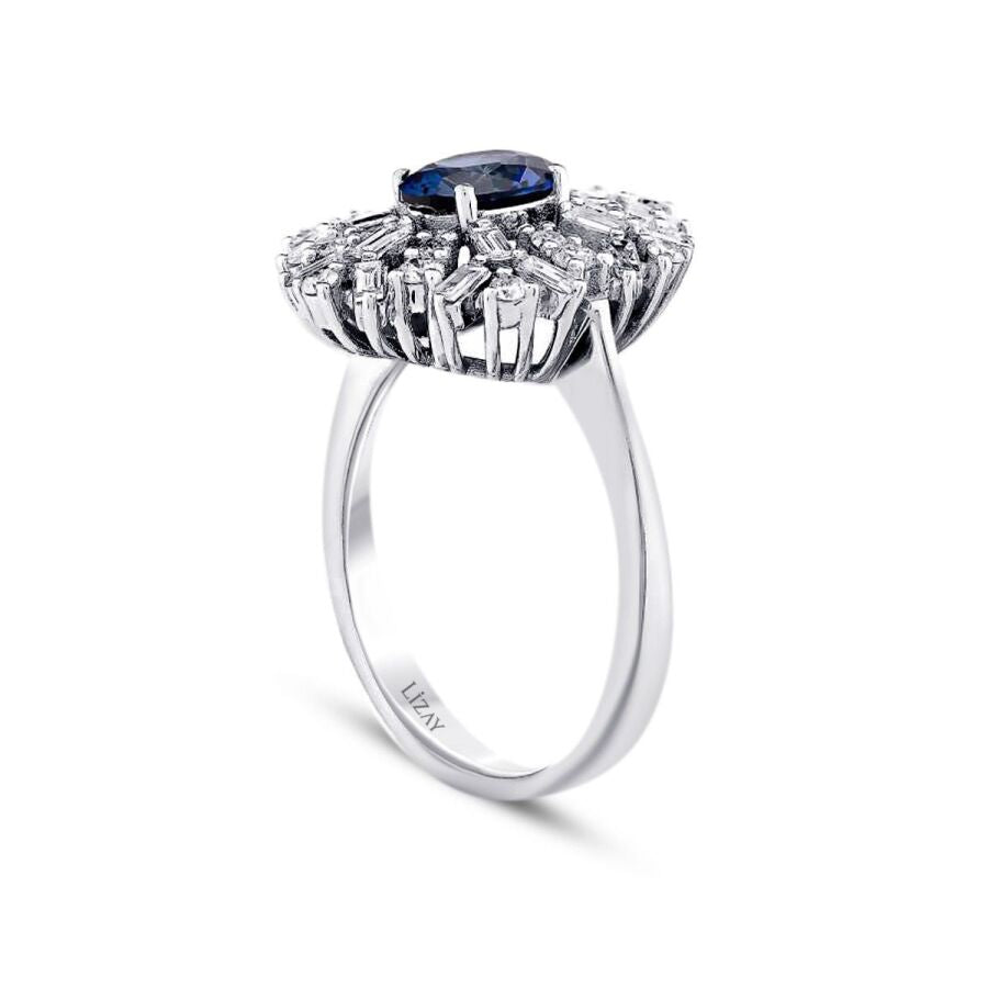 1,80 Carat Diamond Sapphire Ring