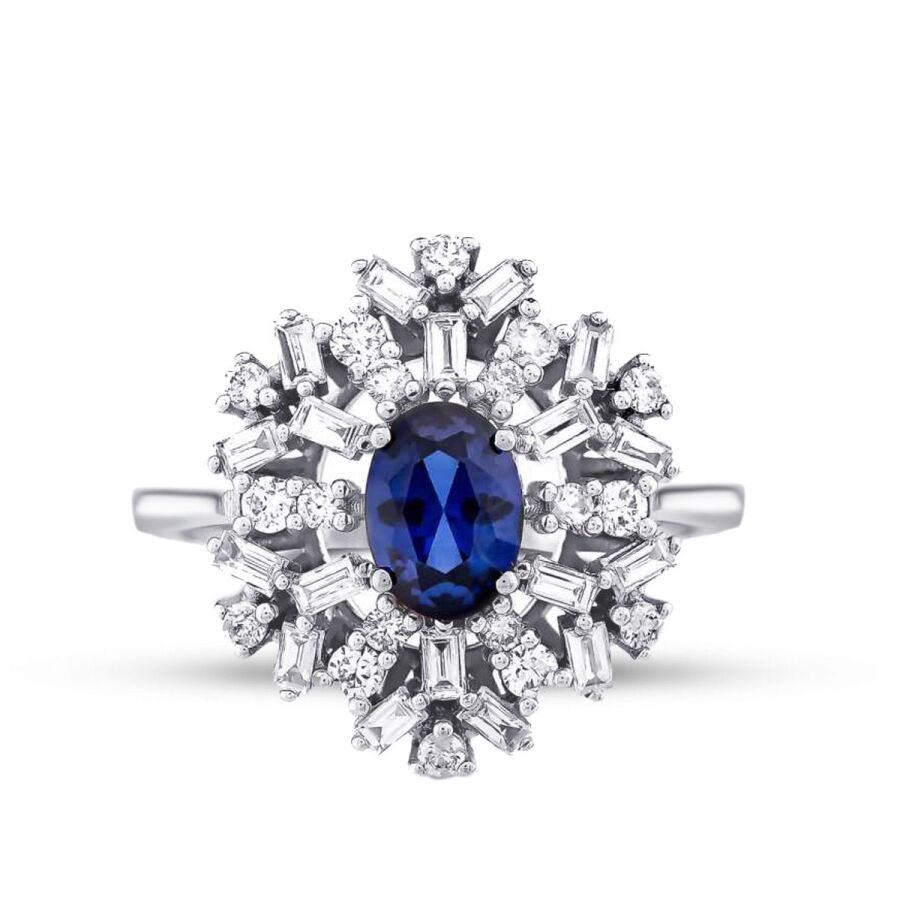 1,80 Carat Diamond Sapphire Ring