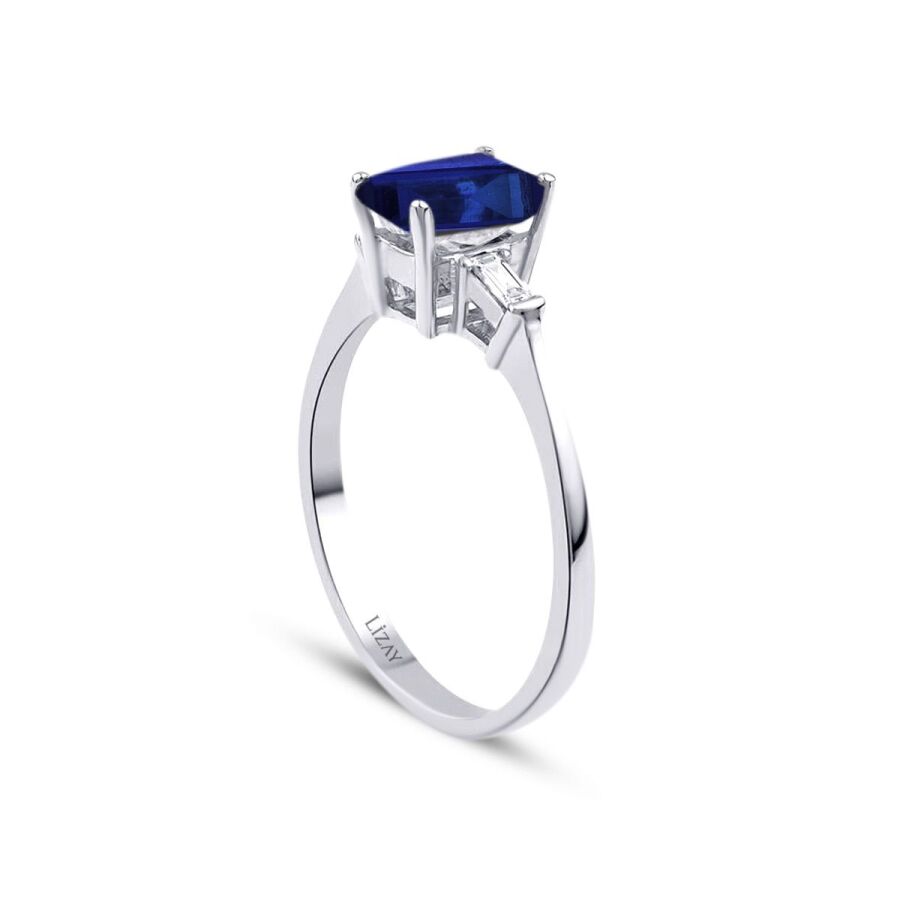 0,71 Carat Diamond Sapphire Ring