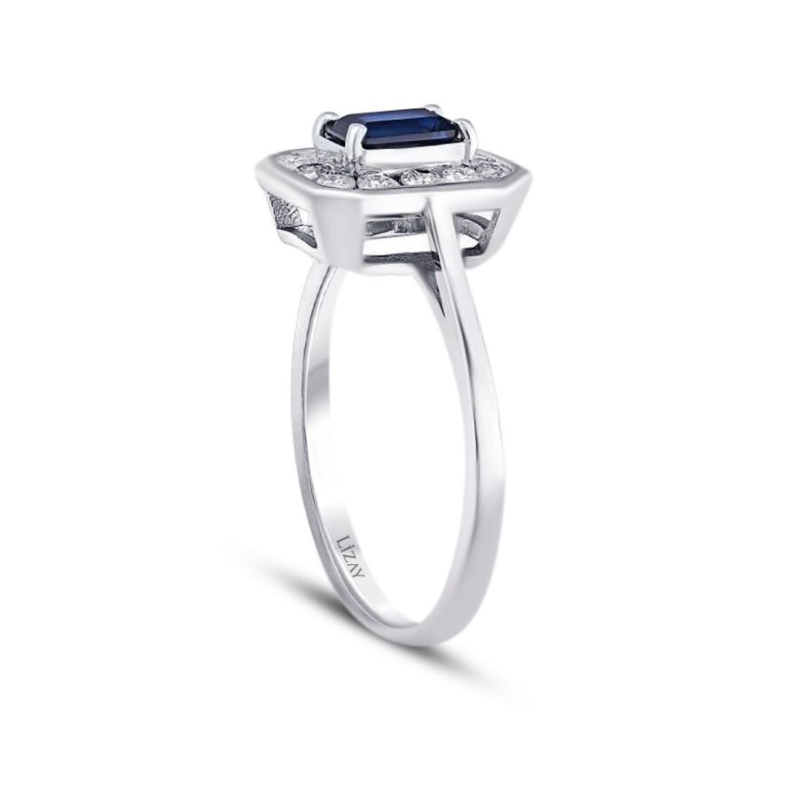 0,79 Carat Diamond Sapphire Ring