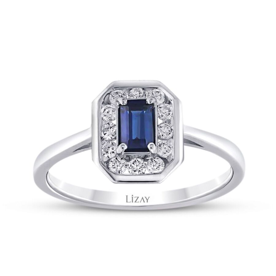 0,79 Carat Diamond Sapphire Ring