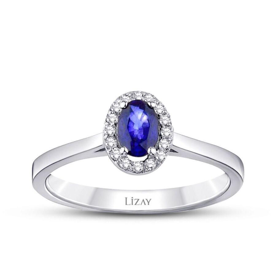 0,31 Carat Diamond Sapphire Ring