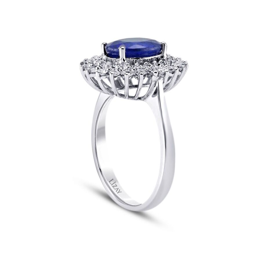 2,23 Carat Diamond Sapphire Ring