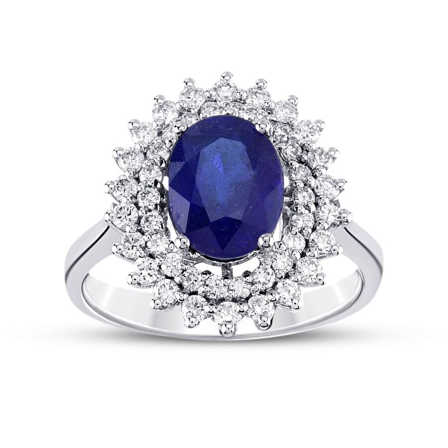 2,23 Carat Diamond Sapphire Ring