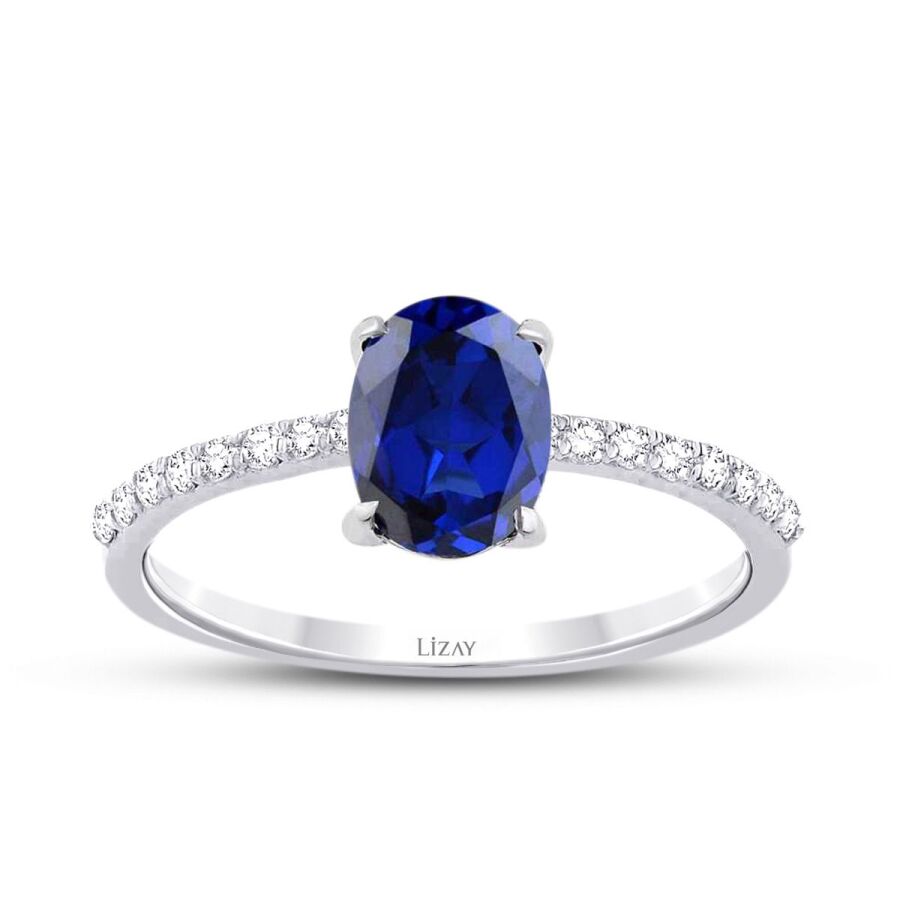 1,92 Carat Diamond Oval Sapphire Ring