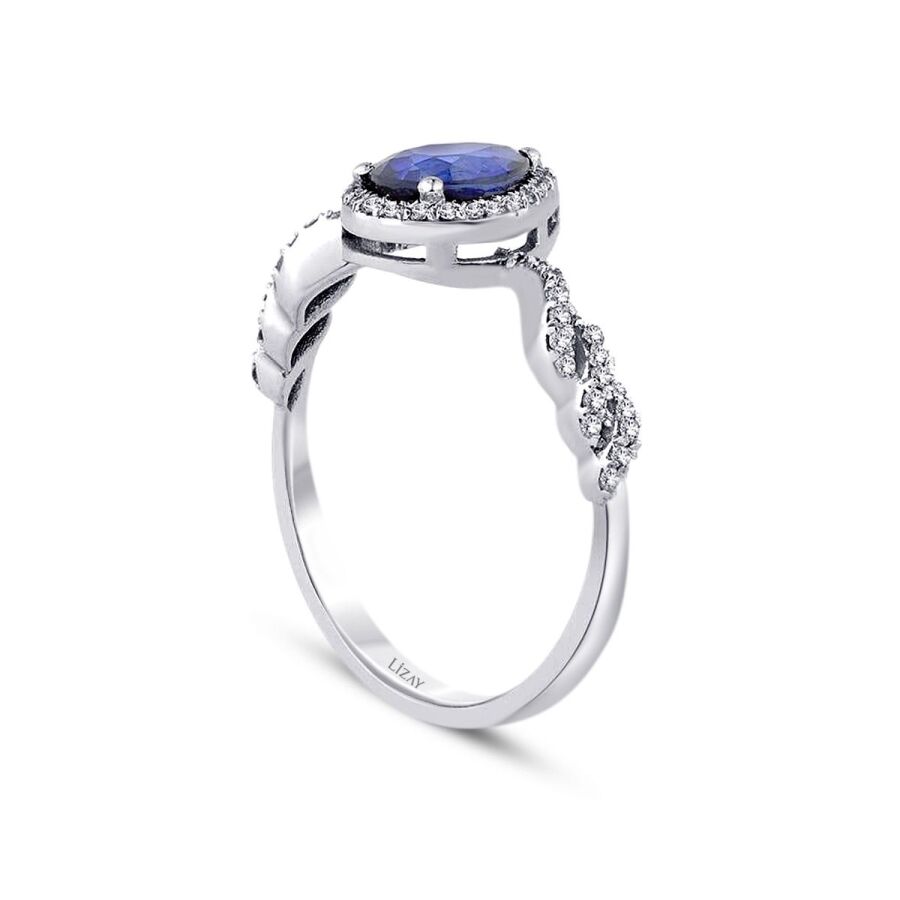 0,83 Carat Diamond Sapphire Ring
