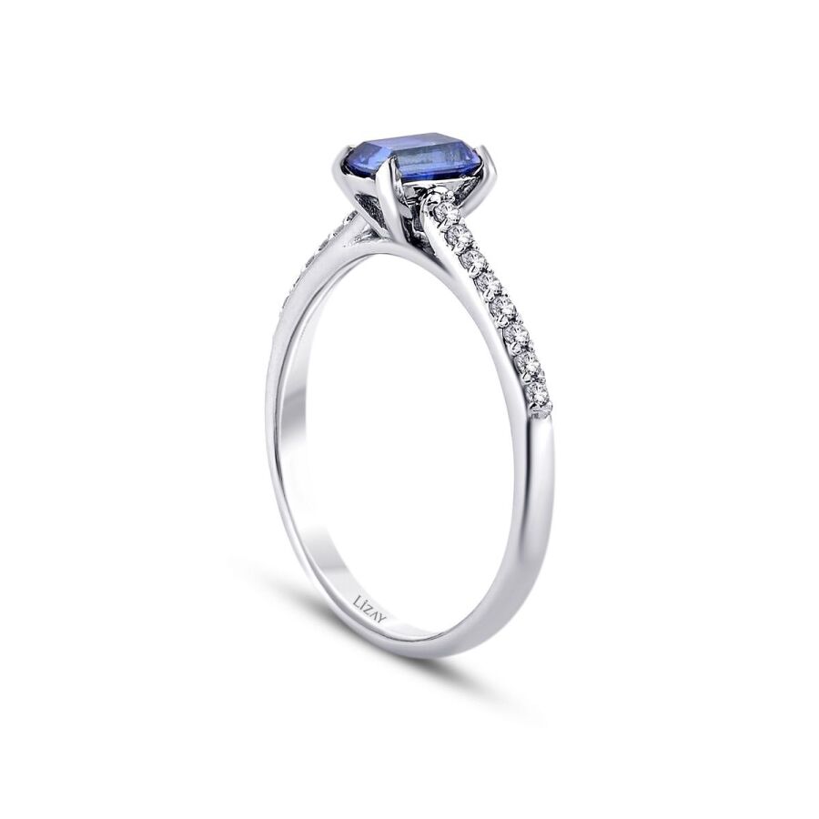 0,84 Carat Diamond Sapphire Ring