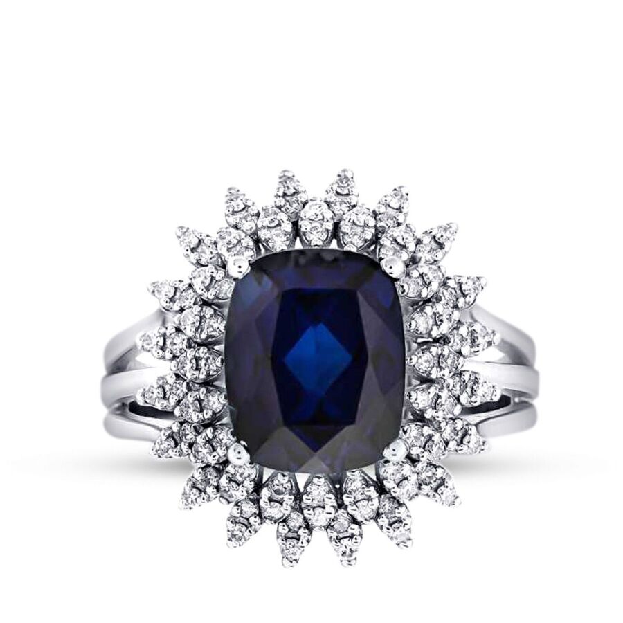 4,76 Carat Diamond Sapphire Ring