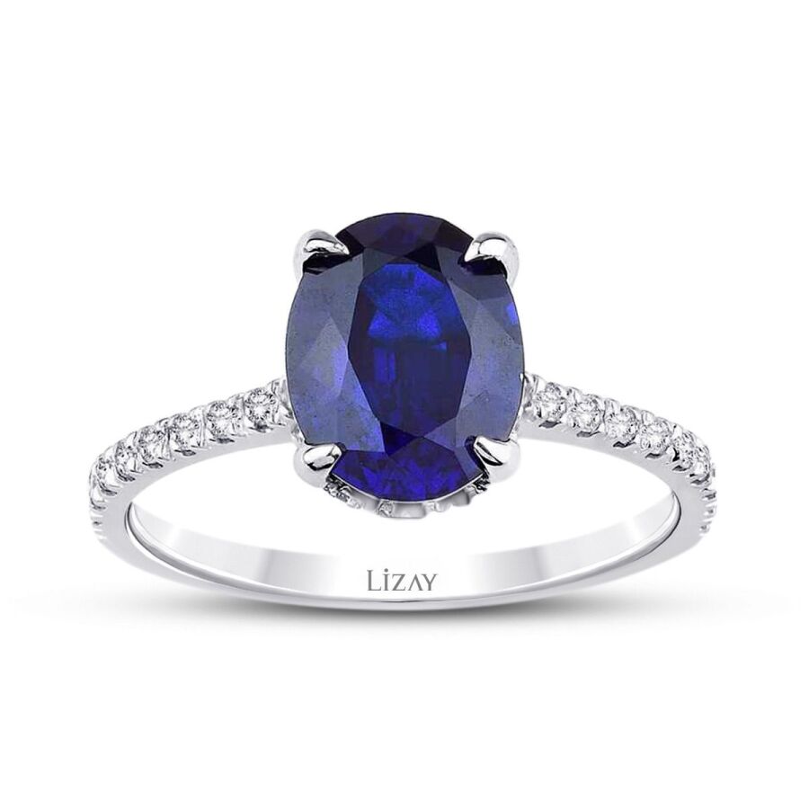 2,56 Carat Diamond Sapphire Ring