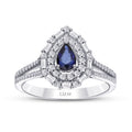 1,30 Carat Diamond Pear Sapphire Ring