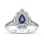 1,30 Carat Diamond Pear Sapphire Ring