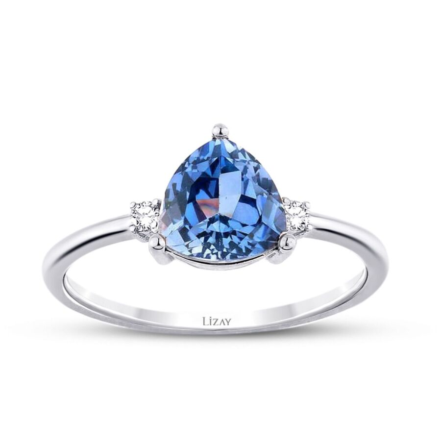 1,86 Carat Diamond Sapphire Ring