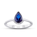 0.84 Carat Diamond Pear Sapphire Ring