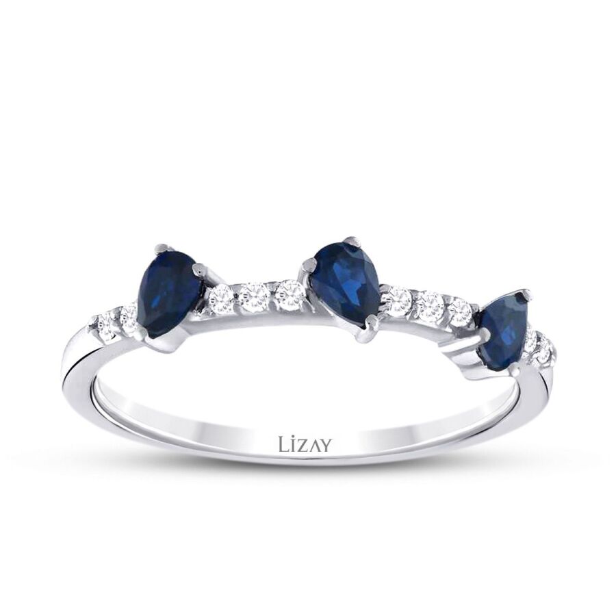 0,46 Carat Diamond Sapphire Ring